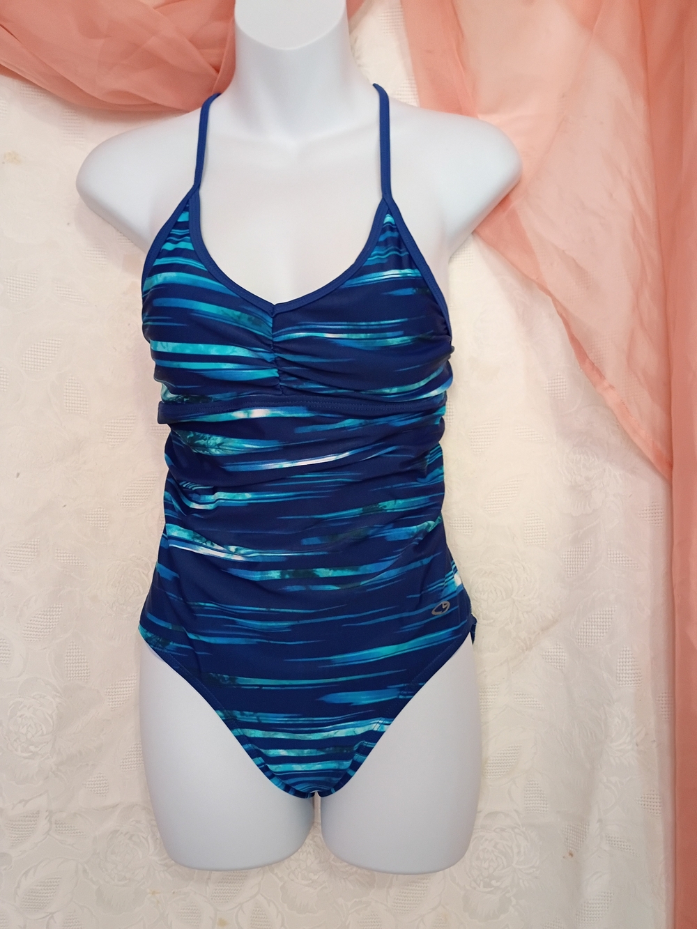 Champion Athletic Ladies One-Piece Swimsuit in Navy and Teal Sz M